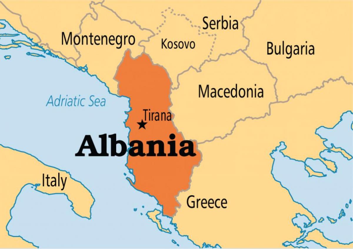 地图的地拉那的阿尔巴尼亚