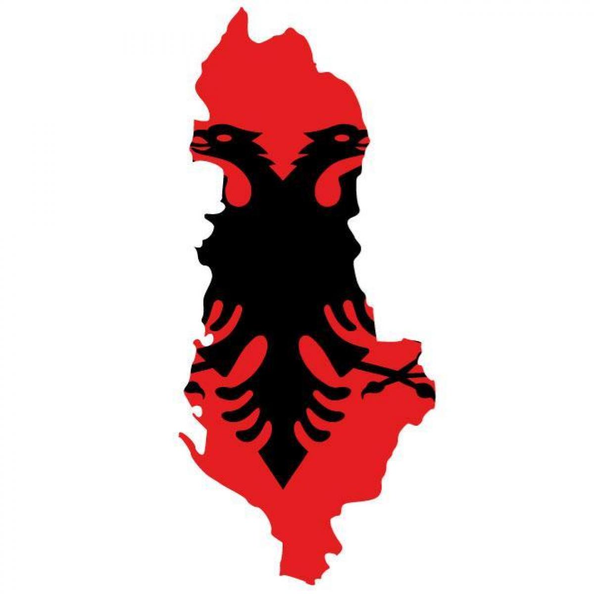 地图上的阿尔巴尼亚国旗