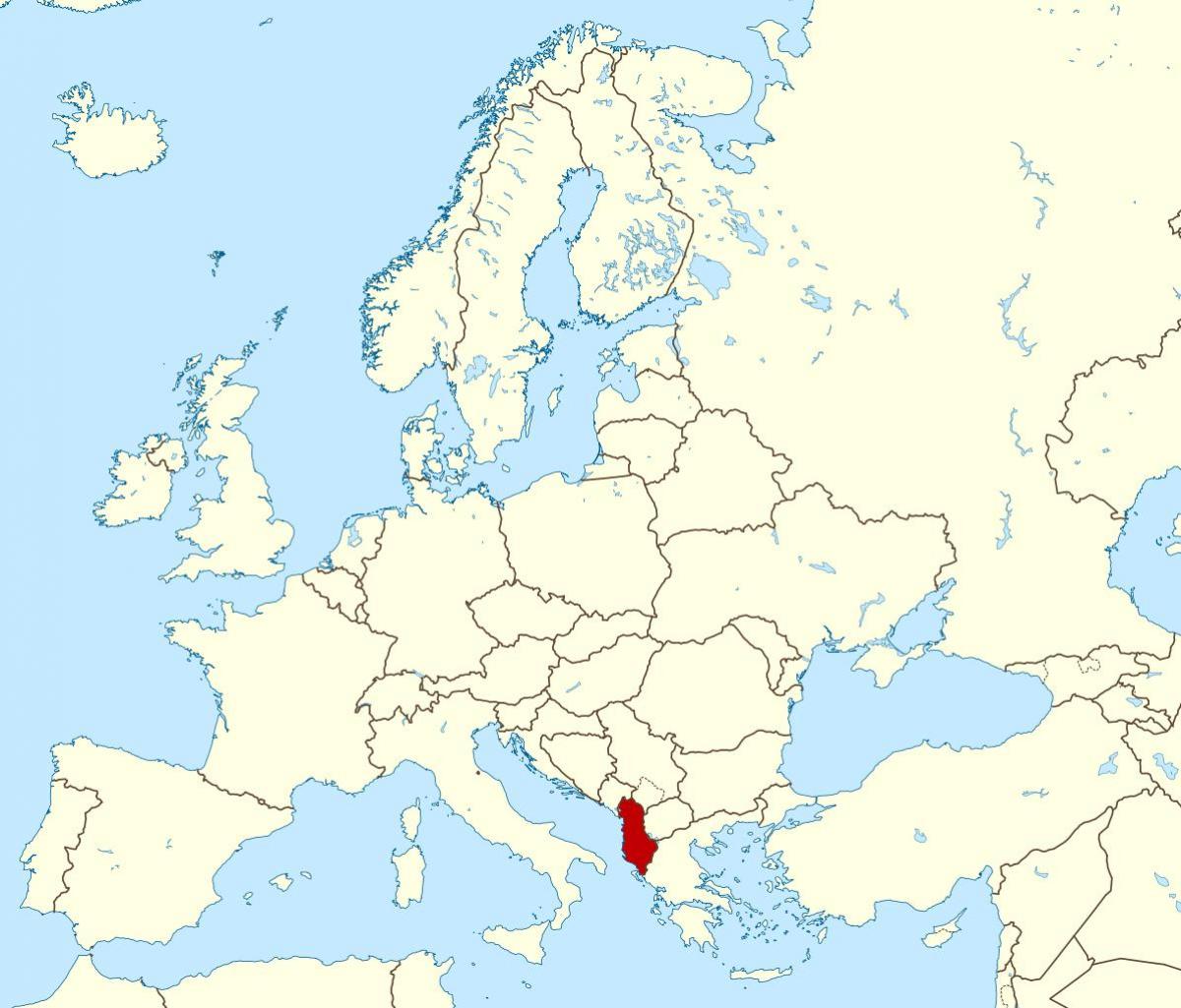 世界地图显示出阿尔巴尼亚