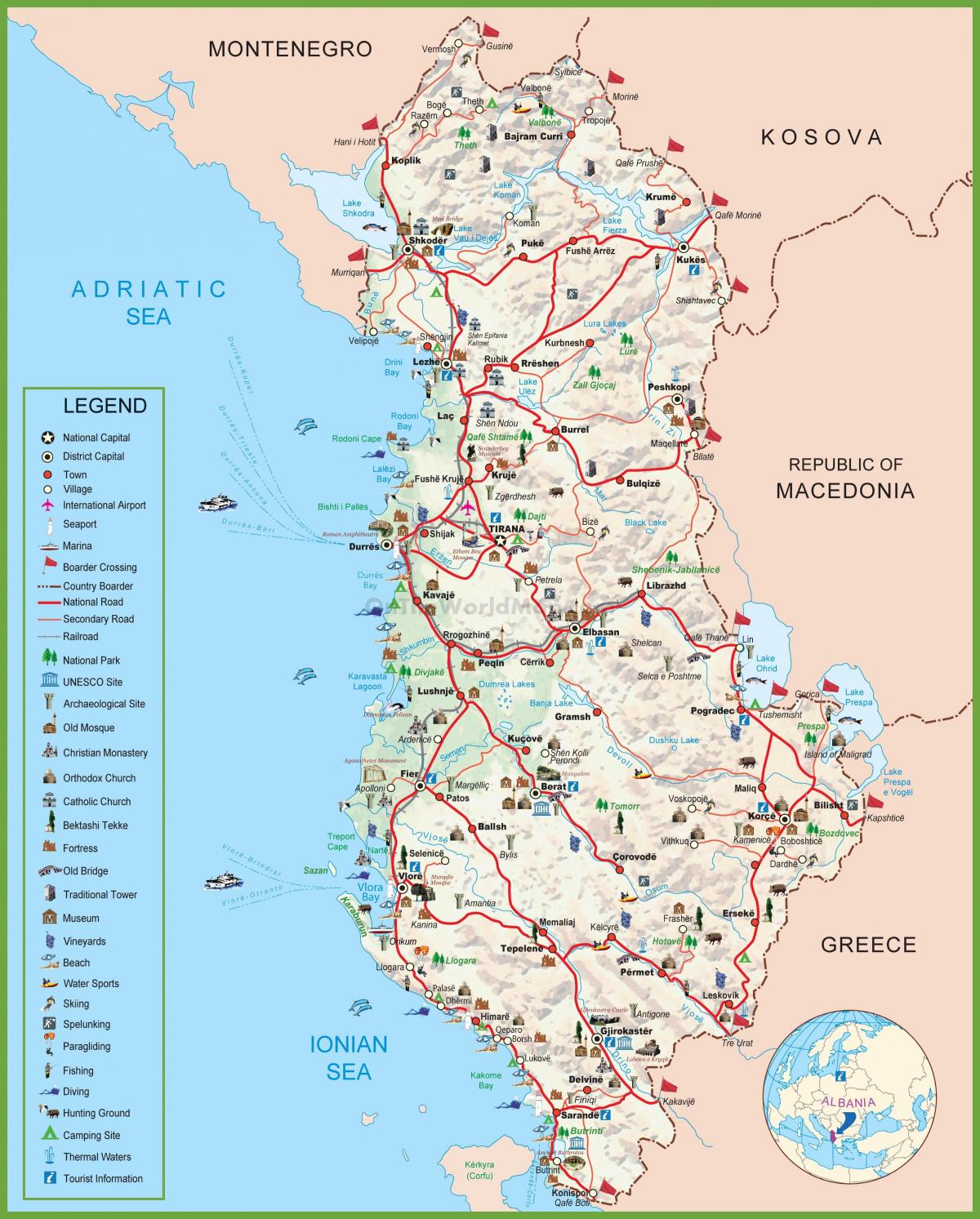 地图阿尔巴尼亚旅游