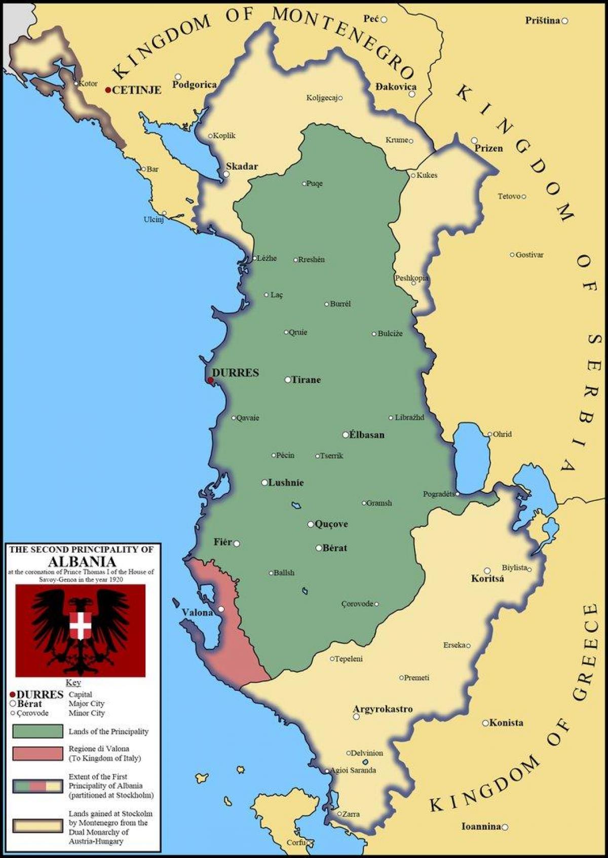 地图上都拉斯阿尔巴尼亚