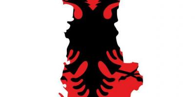地图上的阿尔巴尼亚国旗